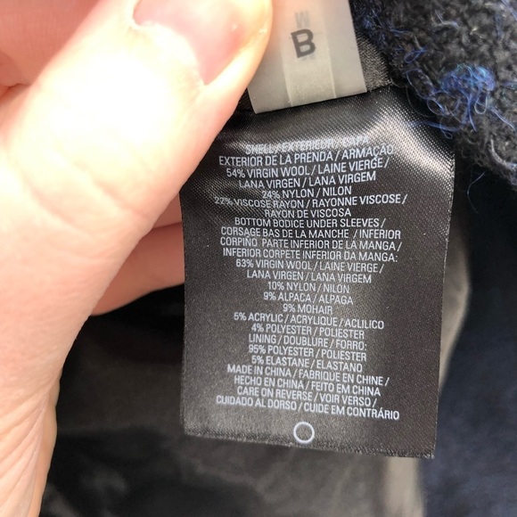 ELIE TAHARI Blazer Jacket Wool Alpaca Mohair Blue Black Textured Unique M Women - Picture 10 of 12